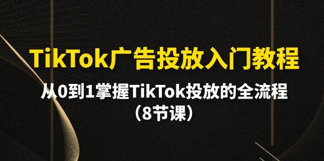TikTok广告投放入门教程，从0到1掌握TikTok投放的全流程（8节课）-卧狐科技网