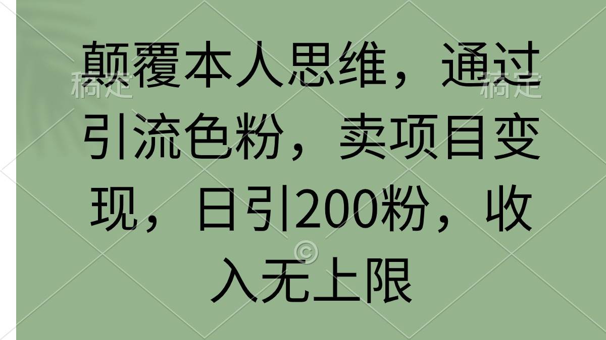 颠覆本人思维，通过引流色粉，卖项目变现，日引200粉，收入无上限-卧狐科技网