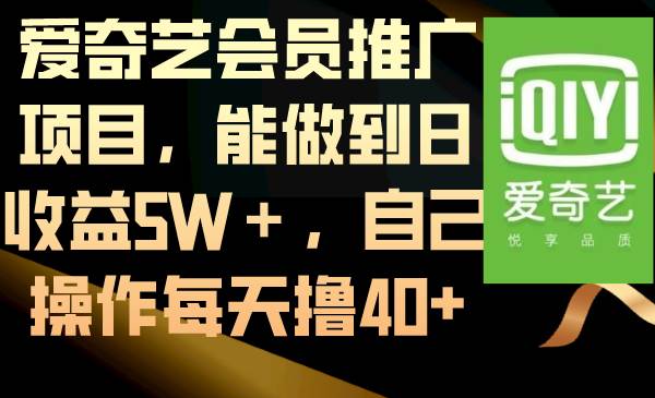 爱奇艺会员推广项目，能做到日收益5W＋，自己操作每天撸40+-卧狐科技网