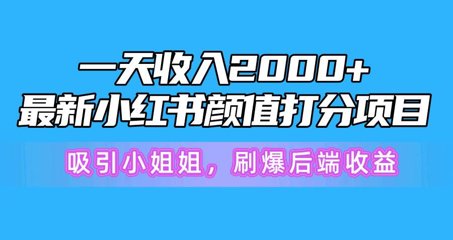 一天收入2000+，最新小红书颜值打分项目，吸引小姐姐，刷爆后端收益-卧狐科技网