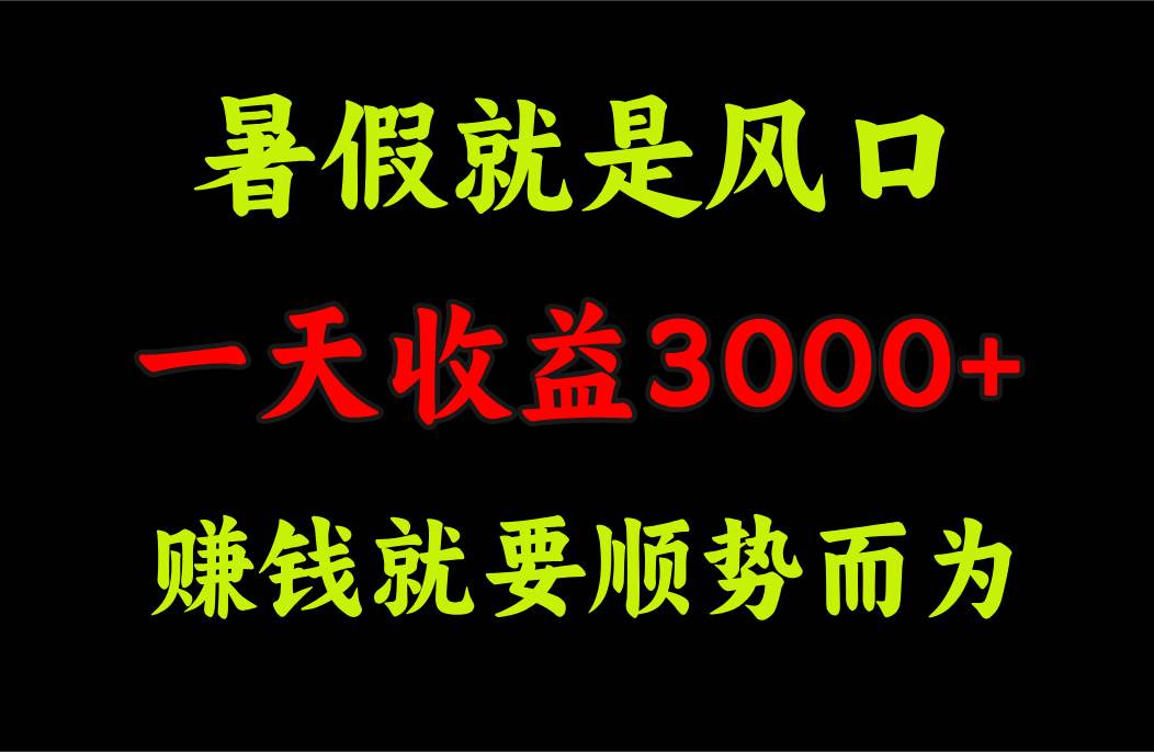 一天收益3000+ 赚钱就是顺势而为，暑假就是风口-卧狐科技网
