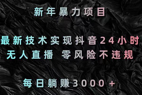 新年暴力项目，最新技术实现抖音24小时无人直播 零风险不违规 每日躺赚3000-卧狐科技网