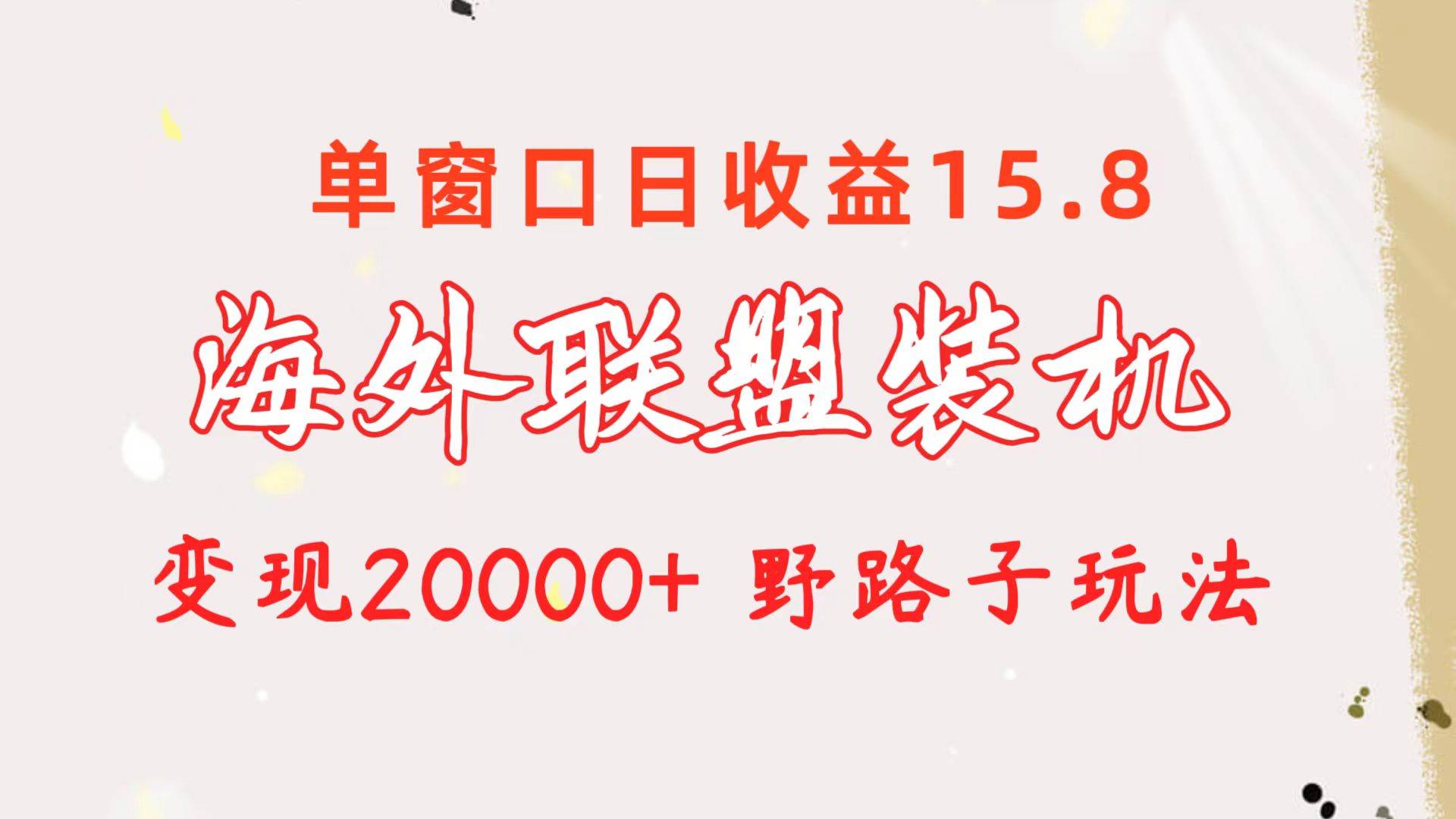 海外联盟装机 单窗口日收益15.8  变现20000+ 野路子玩法-卧狐科技网