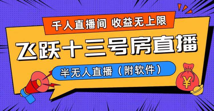 爆火飞跃十三号房半无人直播，一场直播上千人，日入过万！（附软件）-卧狐科技网