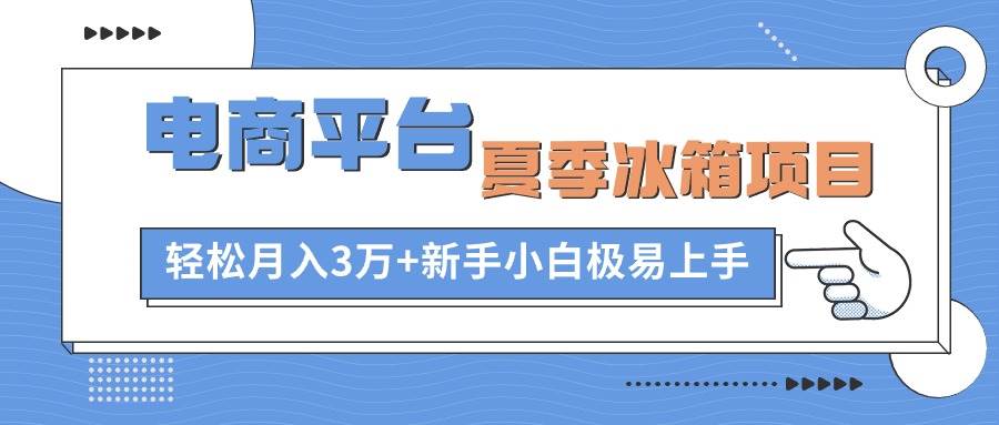 电商平台夏季冰箱项目，轻松月入3万+，新手小白极易上手-卧狐科技网