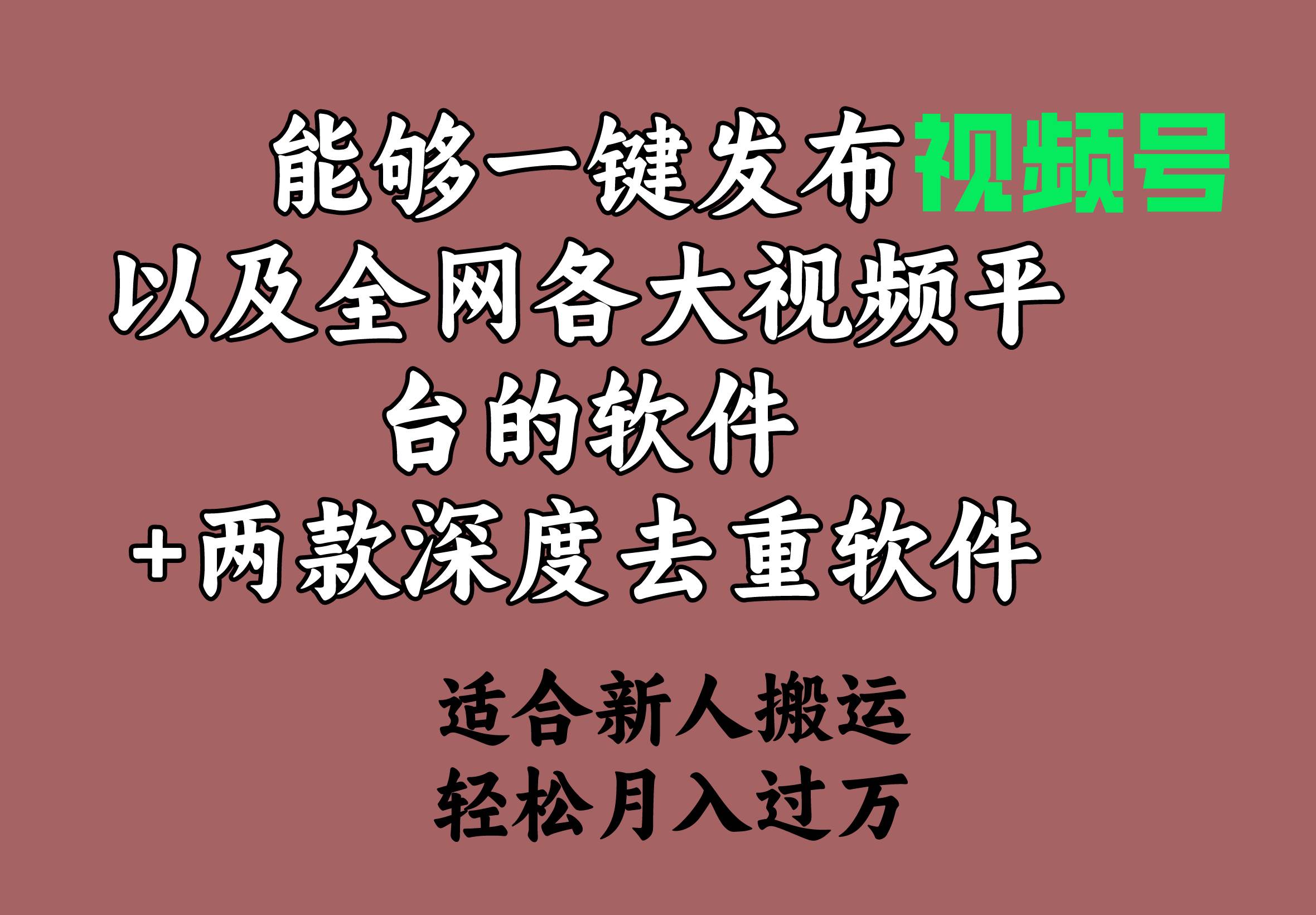 能够一键发布视频号以及全网各大视频平台的软件+两款深度去重软件 适合...-卧狐科技网