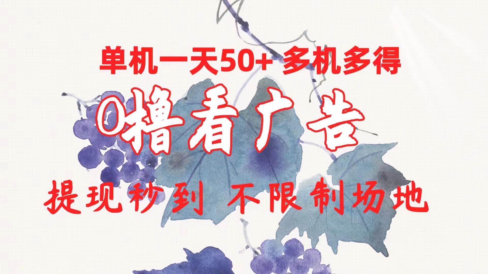 0撸看广告 单机一天50+多机多得 提现秒到 不限制场地操作-卧狐科技网