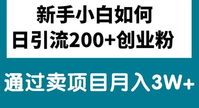 新手小白日引流200+创业粉,通过卖项目月入3W+-卧狐科技网