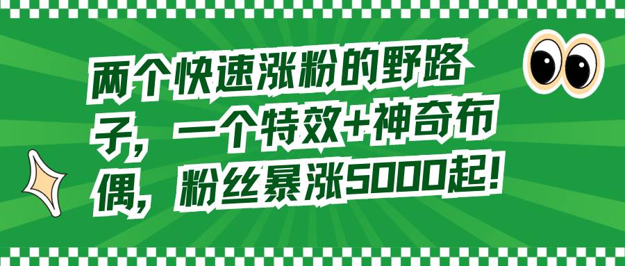两个快速涨粉的野路子，一个特效+神奇布偶，粉丝暴涨5000起！-卧狐科技网