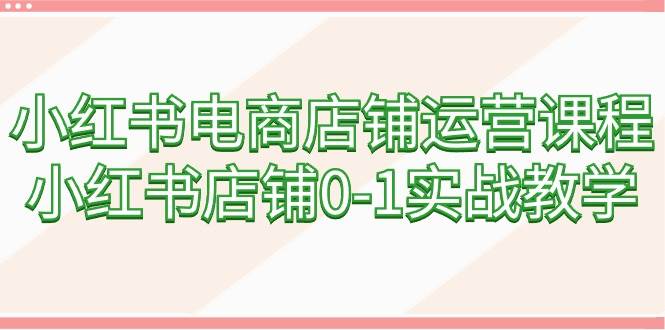 小红书电商店铺运营课程，小红书店铺0-1实战教学（60节课）-卧狐科技网