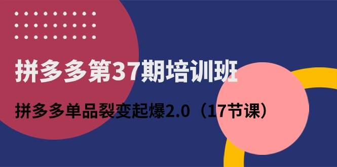 拼多多第37期培训班：拼多多单品裂变起爆2.0（17节课）-卧狐科技网