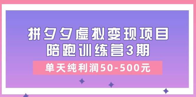 某收费培训《拼夕夕虚拟变现项目陪跑训练营3期》单天纯利润50-500元-卧狐科技网