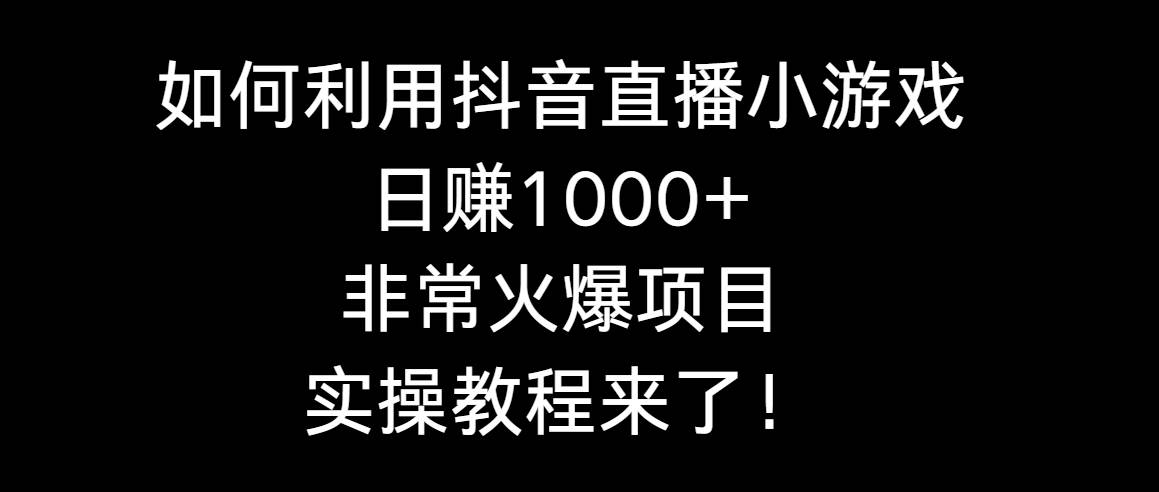 如何利用抖音直播小游戏日赚1000+，非常火爆项目，实操教程来了！-卧狐科技网