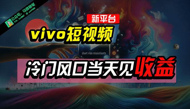 全新平台vivo短视频，新风口AI混剪无脑搬运，冷门风口当天见收益，7天...-卧狐科技网