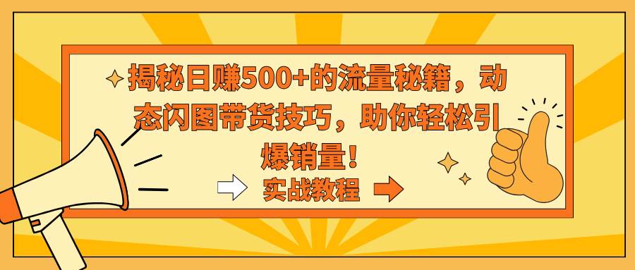 揭秘日赚500+的流量秘籍，动态闪图带货技巧，助你轻松引爆销量！-卧狐科技网