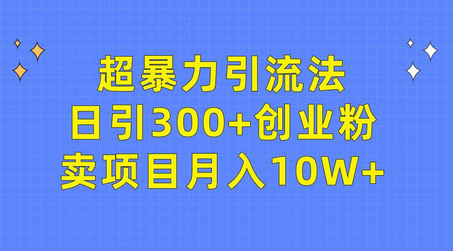 超暴力引流法，日引300+创业粉，卖项目月入10W+-卧狐科技网