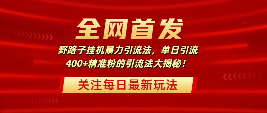 全网首发，野路子挂机暴力引流法，单日引流400+精准粉的引流法大揭秘！-卧狐科技网