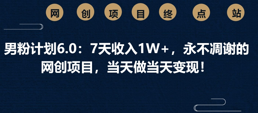男粉计划6.0：7天收入1W+，永不凋谢的网创项目，当天做当天变现！-卧狐科技网