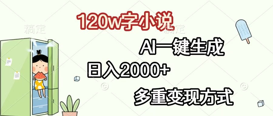 120w字小说，AI一键生成，日入2000+，多重变现方式-卧狐科技网