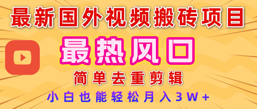 2025最新热门风口，国外视频搬砖项目，简单去重剪辑，小白也能轻松月入3W+-卧狐科技网