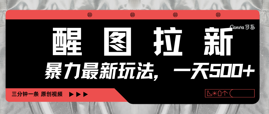 醒图拉新，暴力新玩法，光用手机三分钟制作一条视频，一天轻松500+-卧狐科技网