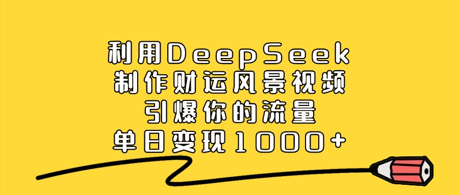 利用DeepSeek制作财运风景视频，单日变现1000+，引爆你的流量-卧狐科技网