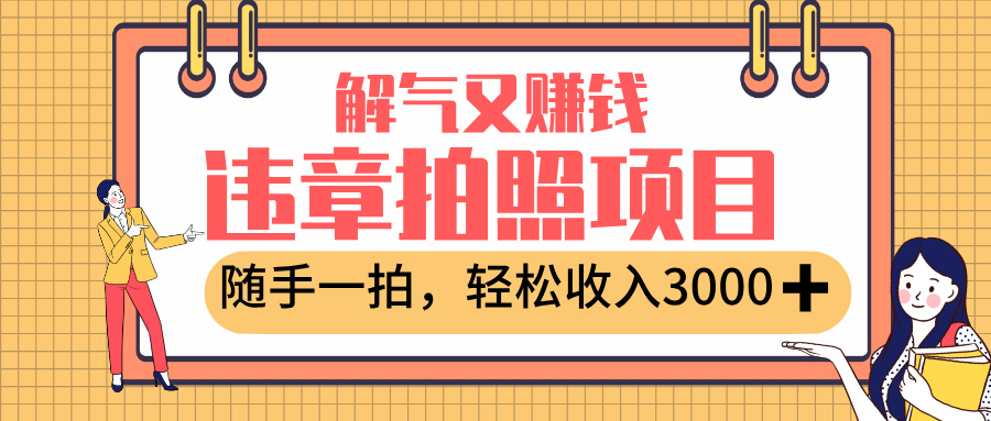 最新违章拍照赚钱，解气又赚钱的项目，随手一拍，轻松收入3000+-卧狐科技网