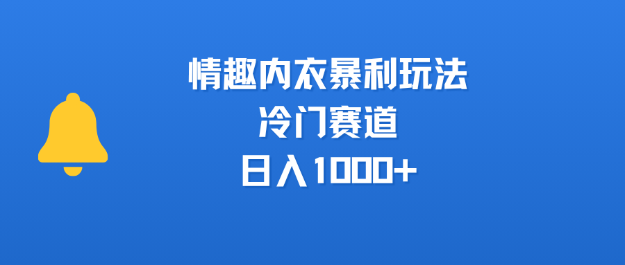 情趣内衣暴利玩法，冷门赛道，日入1000+-卧狐科技网