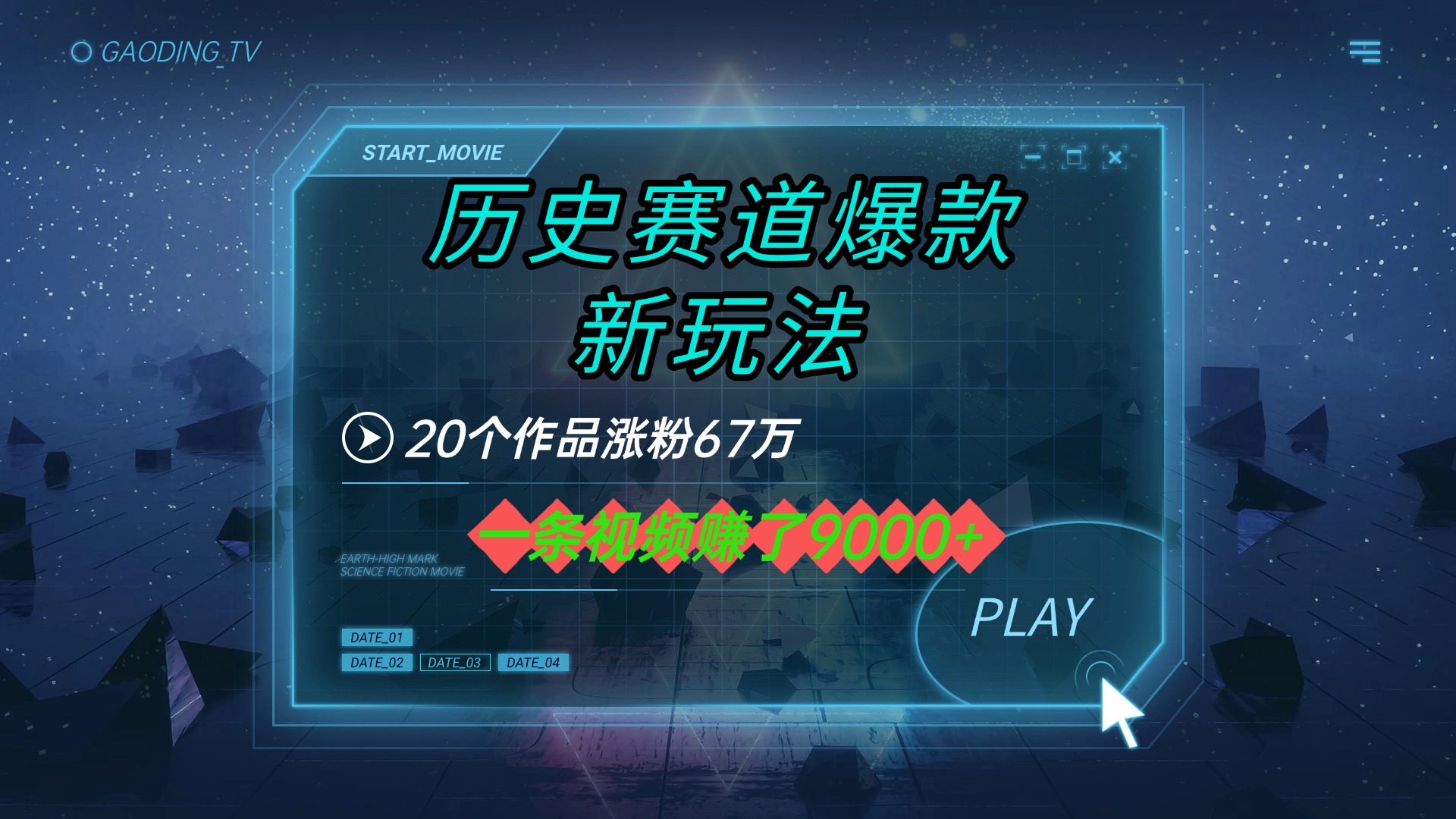 20个作品涨粉67万，一条视频赚了9000+，历史赛道爆款新玩法-卧狐科技网