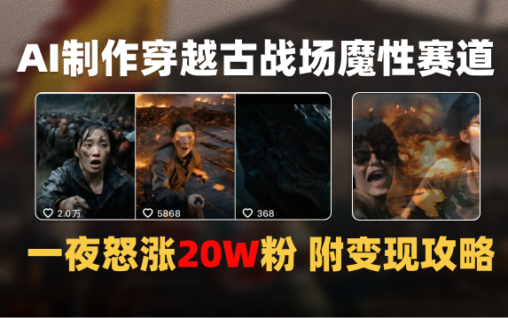 AI制作穿越古战场视频一夜涨粉20W保姆级教学（附AI变现指南）-卧狐科技网