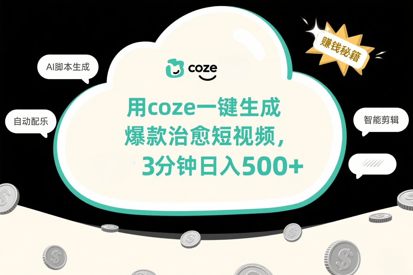用coze一键生成爆款治愈短视频，3分钟日入500+-卧狐科技网