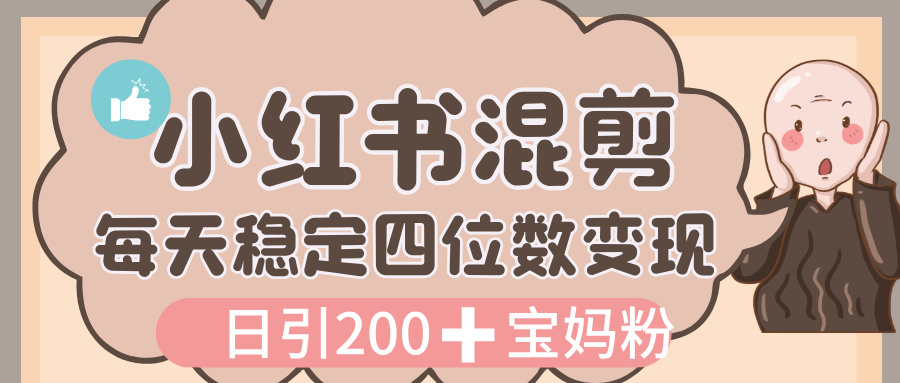 价值 3980 的小红书混剪， 虚拟变现，日引 200+宝妈创业粉，每天稳定四位数变现-卧狐科技网