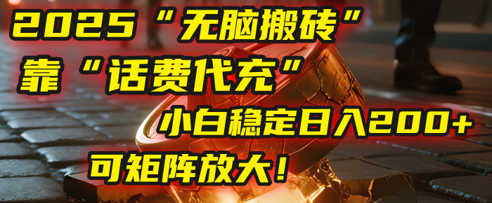 无脑搬砖项目：靠“话费代充”，小白稳定日入200+，可矩阵放大！-卧狐科技网