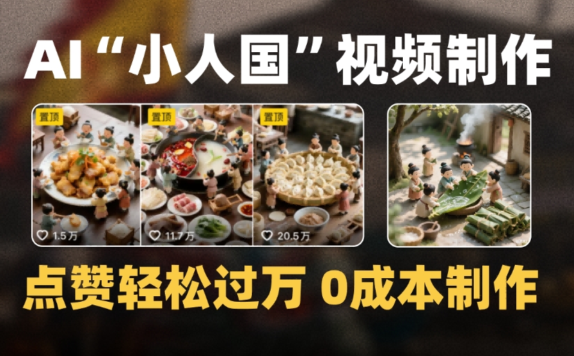 爆款1000W+微缩景观迷你小人国AI视频，0成本制作全流程教学-卧狐科技网