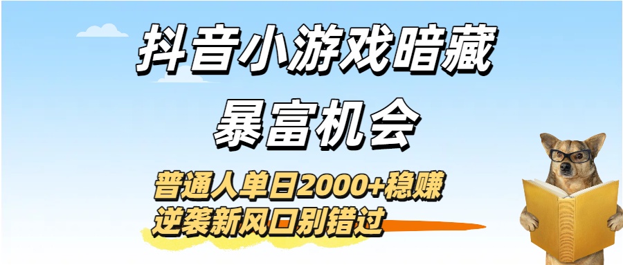 抖音小游戏暗藏暴富机会！普通人单日2000+稳赚，逆袭新风口别错过-卧狐科技网