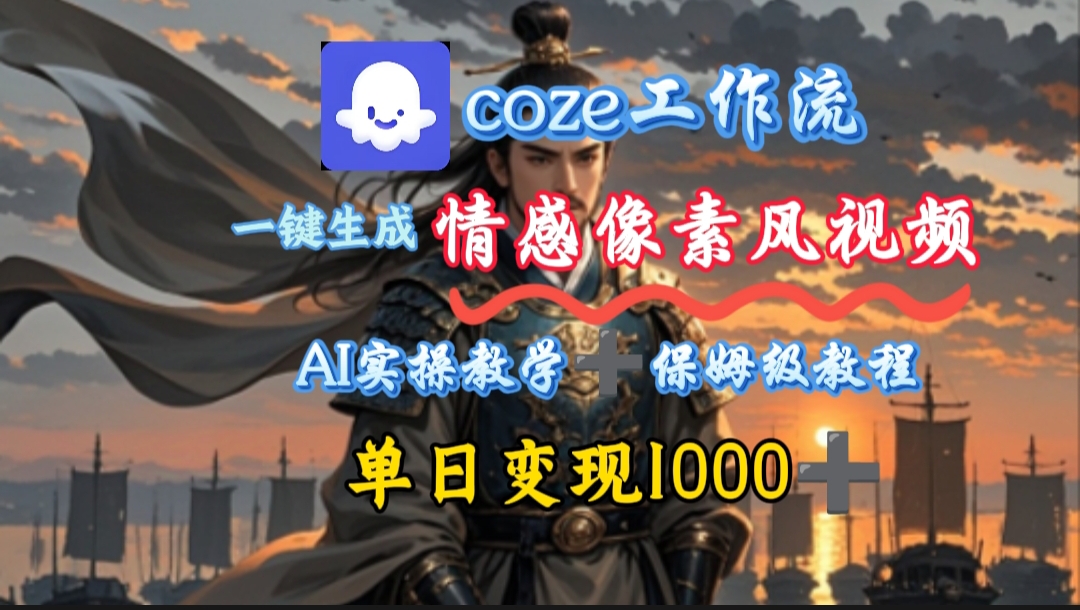 用coze工作流一键生成情感像素风视频，几分钟一条，单日变现500+-卧狐科技网